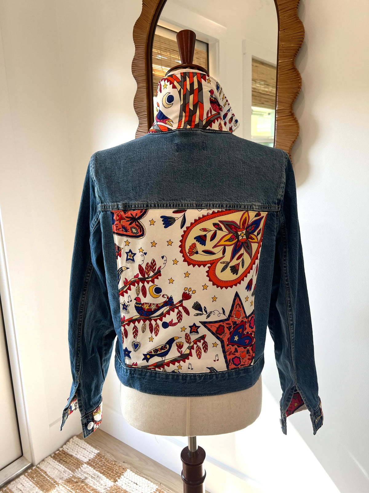 Birdsong Satin Scarf Denim Jacket — Florals