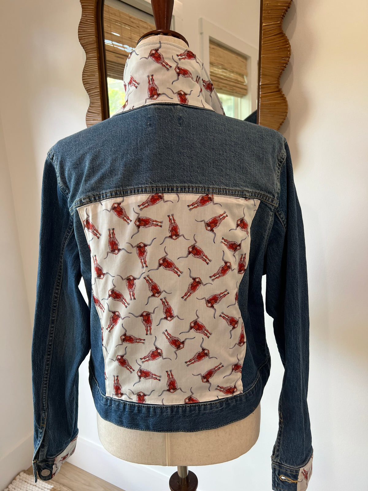 Red Longhorn Denim Jacket — Gameday Atelier